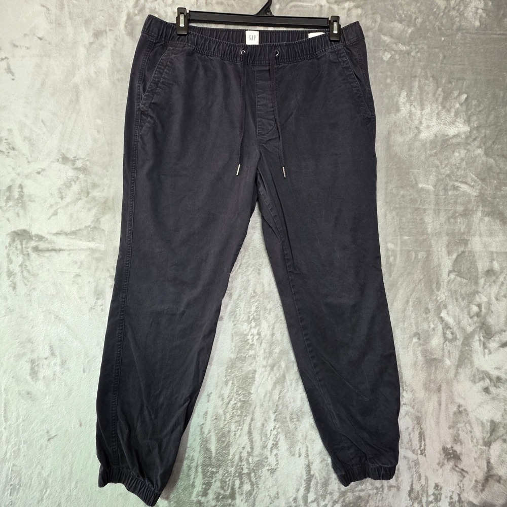 Gap Mens Essential Jogger Pants Navy Blue Elastic Waist Size Large